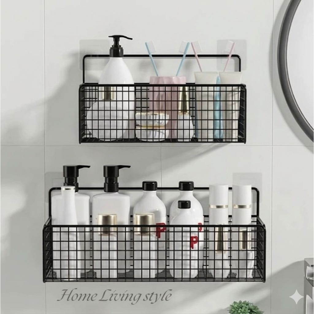 Rak Kamar Mandi Tempel Anti Karat | Rak Sabun Shampoo Tanpa Bor | Rak Dapur Serbaguna Hemat Tempat