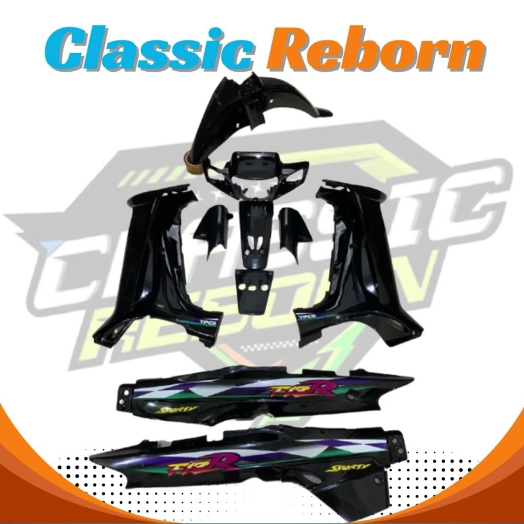Cover Body Set Bodi Fullset Halus Yamaha FizR FisR Bendera Warna Full Hitam Plus Stripping Terbaru