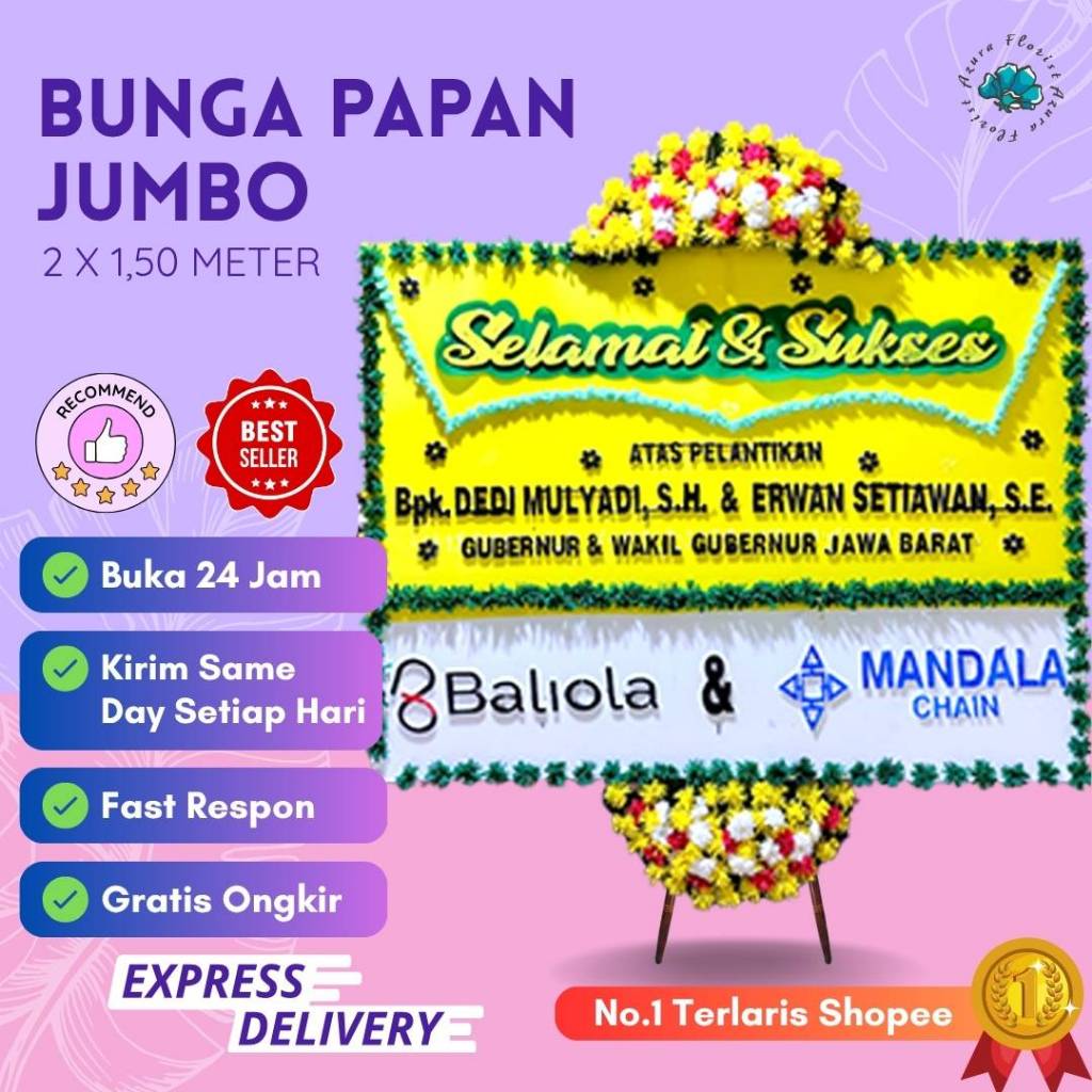 Karangan Bunga Bogor - Bunga Papan Ucapan Wedding, Congratulation, Dukacita Ukuran 1,5x2 Meter