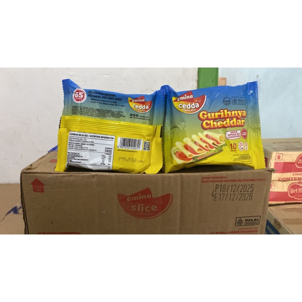 1 karton Keju Emina Cedda cheese slice isi 24 pack