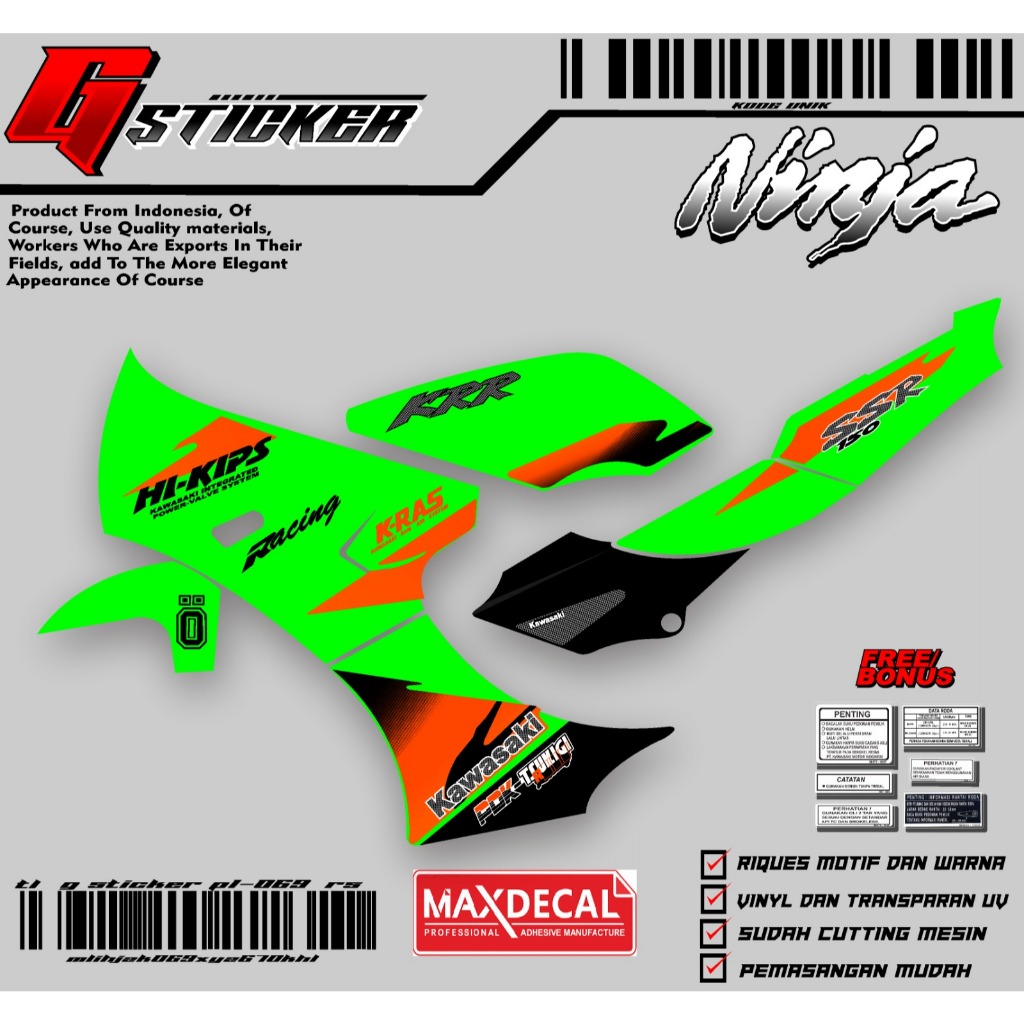 sticker striping NINJA KRR SSR custom transparan laminasi