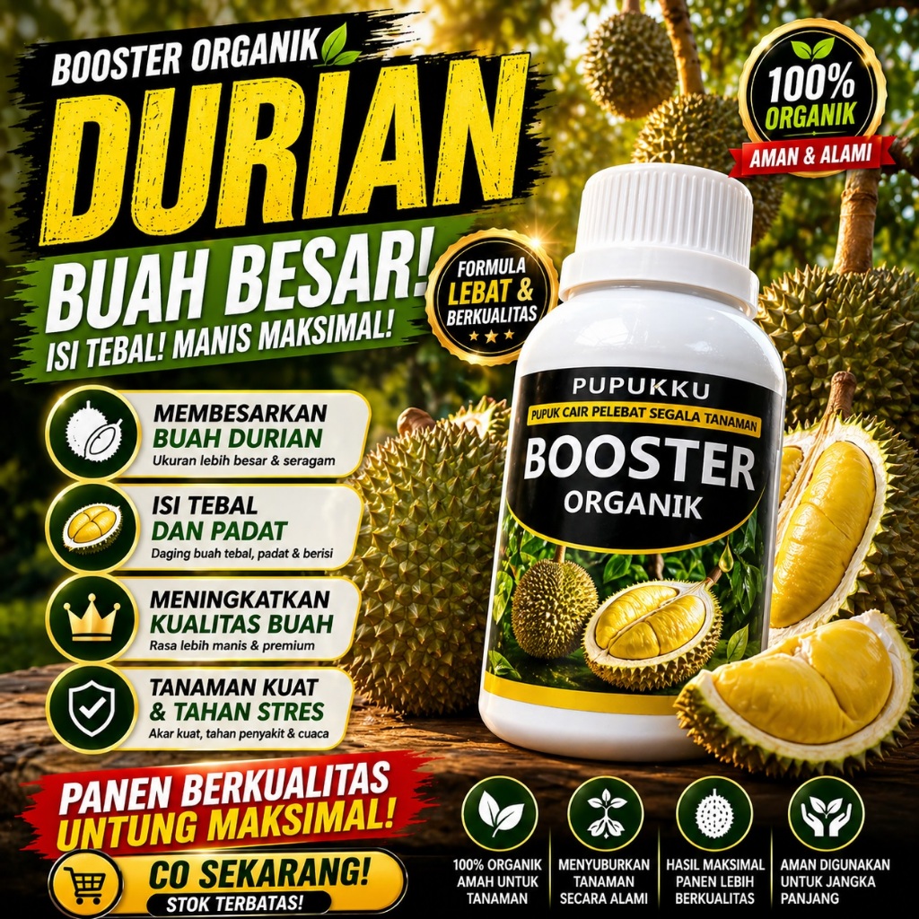 Pupuk Durian Cepat Berbuah lebat Booster Pelebat Buah Durian Pupuk Durian musangking Montong Bawor