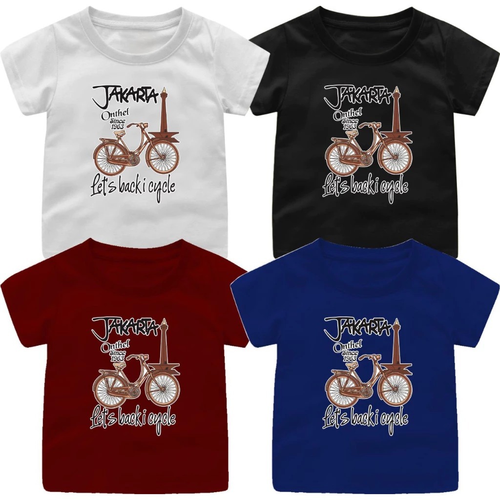 ATASAN BAJU KAOS ANAK CEWEK -COWOK SEPEDA ONTHELL JAKARTA VIRAL 3-14 TAHUN