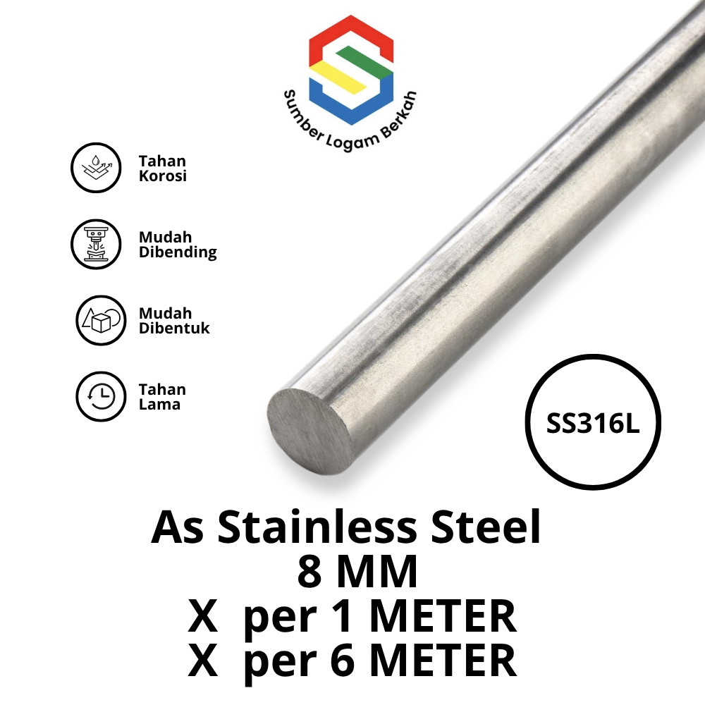 as 8 mm stainless steel 316