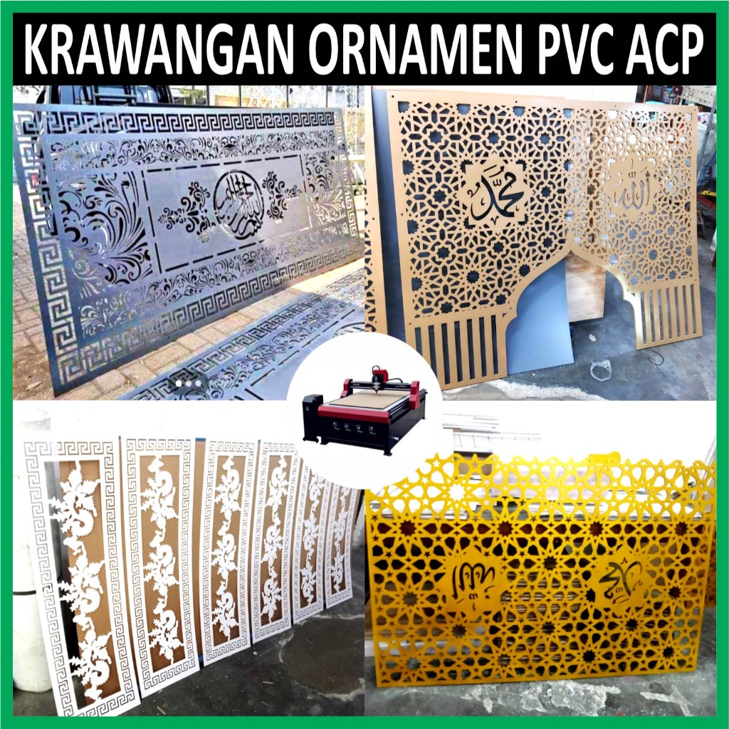 Krawangan Ornamen Acrylic PVC & ACP Board Panel Sekat Pembatas Custom Design Bebas Murah Cepat