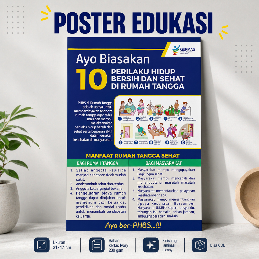 Poster PHBS di Rumah Tangga - Perilaku Hidup Bersih dan Sehat - PHBS