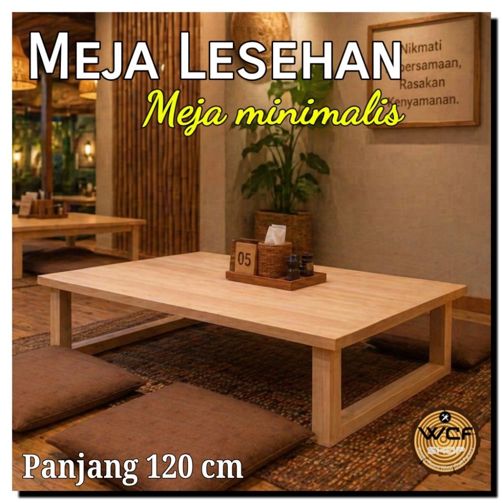 Meja lesehan Panjang 120 cm meja minimalis kayu mahoni