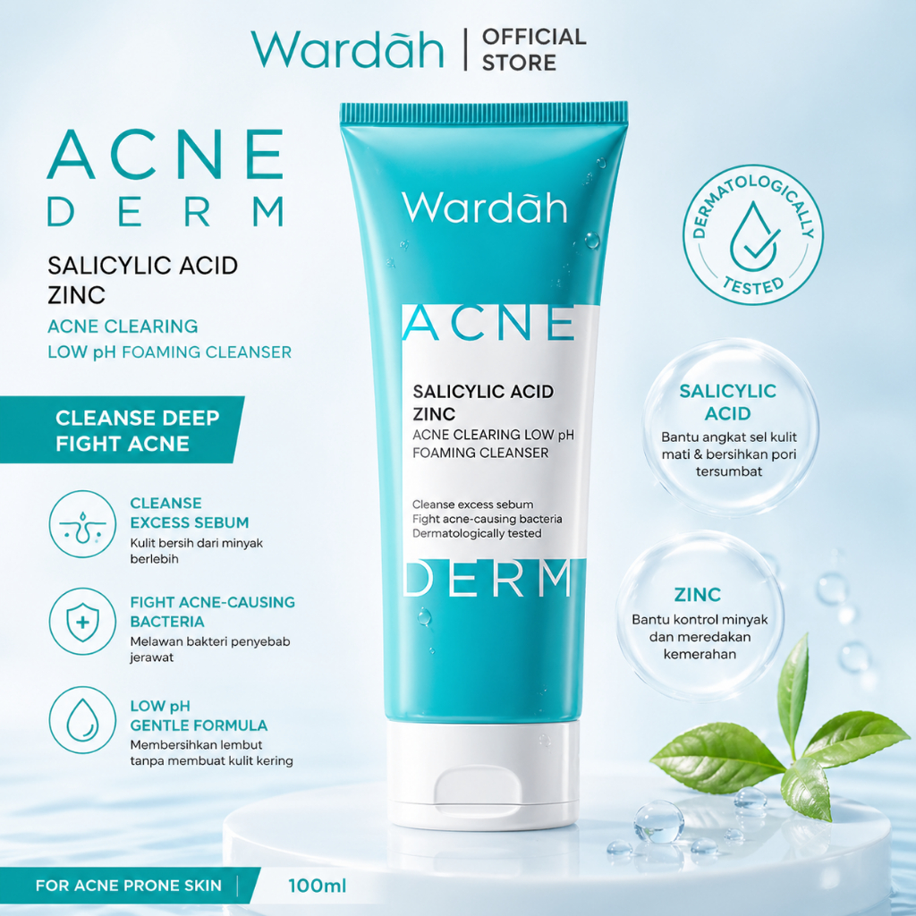 Wardah Acne Salicylic Acid Zinc Facial Foam 100ml / Sabun Cuci Muka Wardah dengan Salicylic Acid
