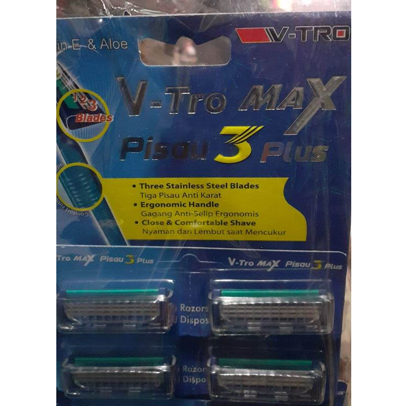 24 pcs V-TRO Max 3 pisau cukur nyaman di gunakan