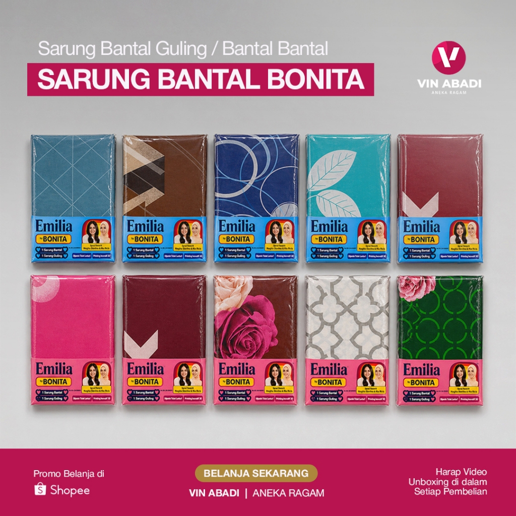 Sarung Bantal & Guling Bonita / Set 2 Bantal / Bagus