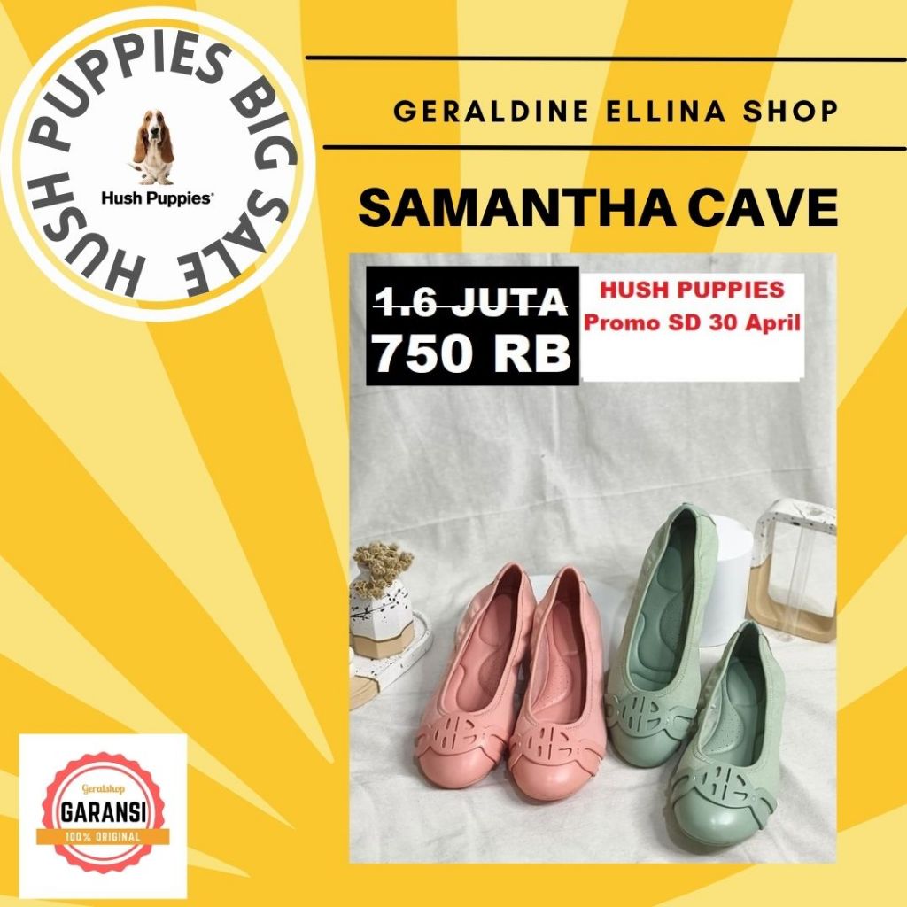 Sepatu flat shoes Wanita Hush Puppies original SALE seri SAMANTHA CAVE