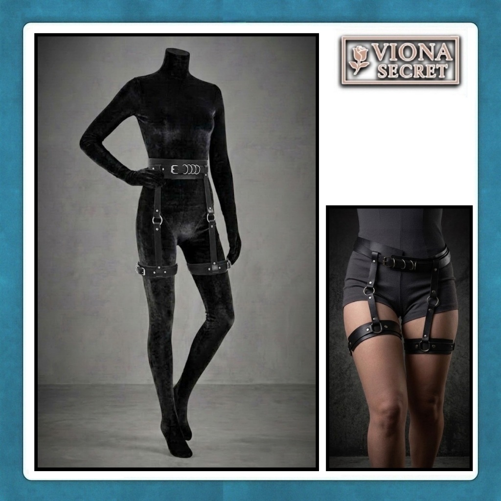 Viona Aksesoris Outfit Bawahan - Gesper Celana Leather Garter Belt Harness - RA47