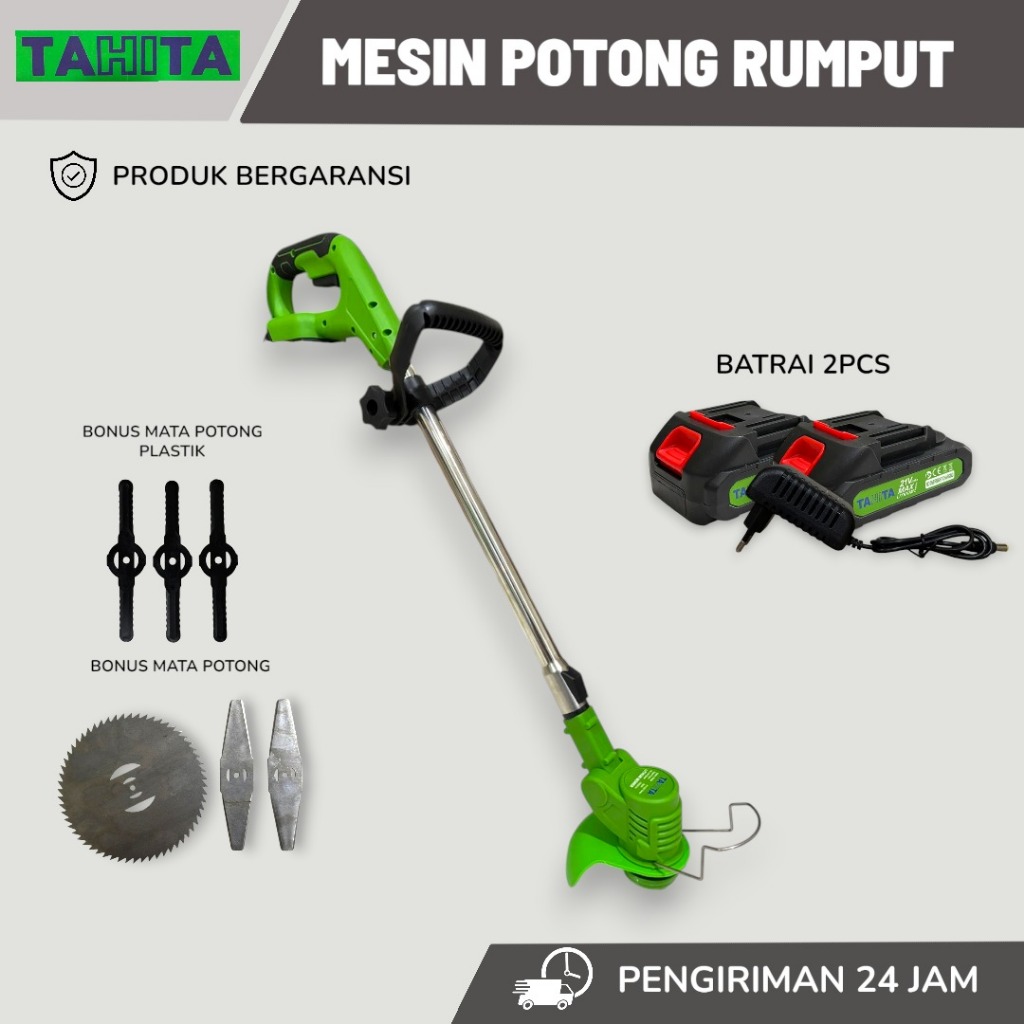 TAHITA Mesin Pemotong Rumput Listrik Brushless Tanpa Sikat Baterai Aki 21V - Alat Potong Rumput Tama