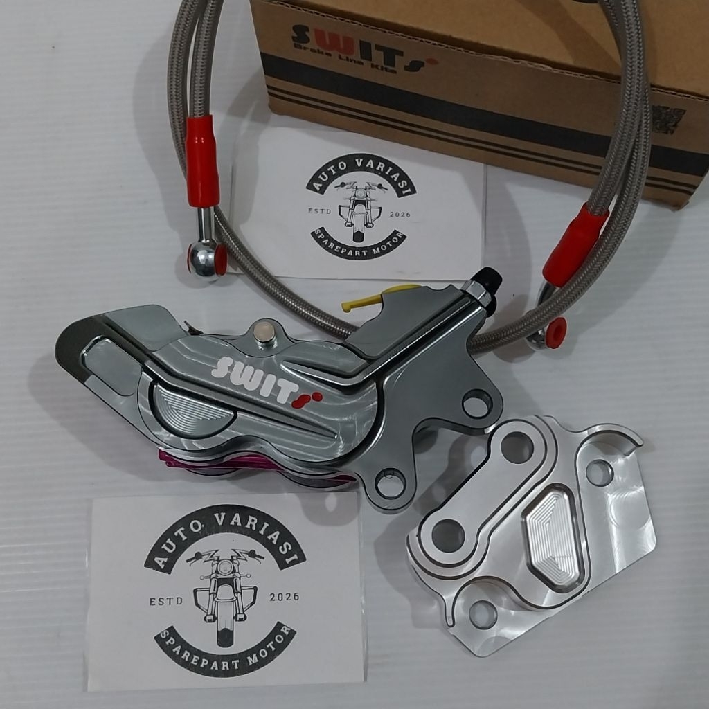 kaliper plus breket aerox kaliper bigpot SWITS breket full cnc cakram depan aerox