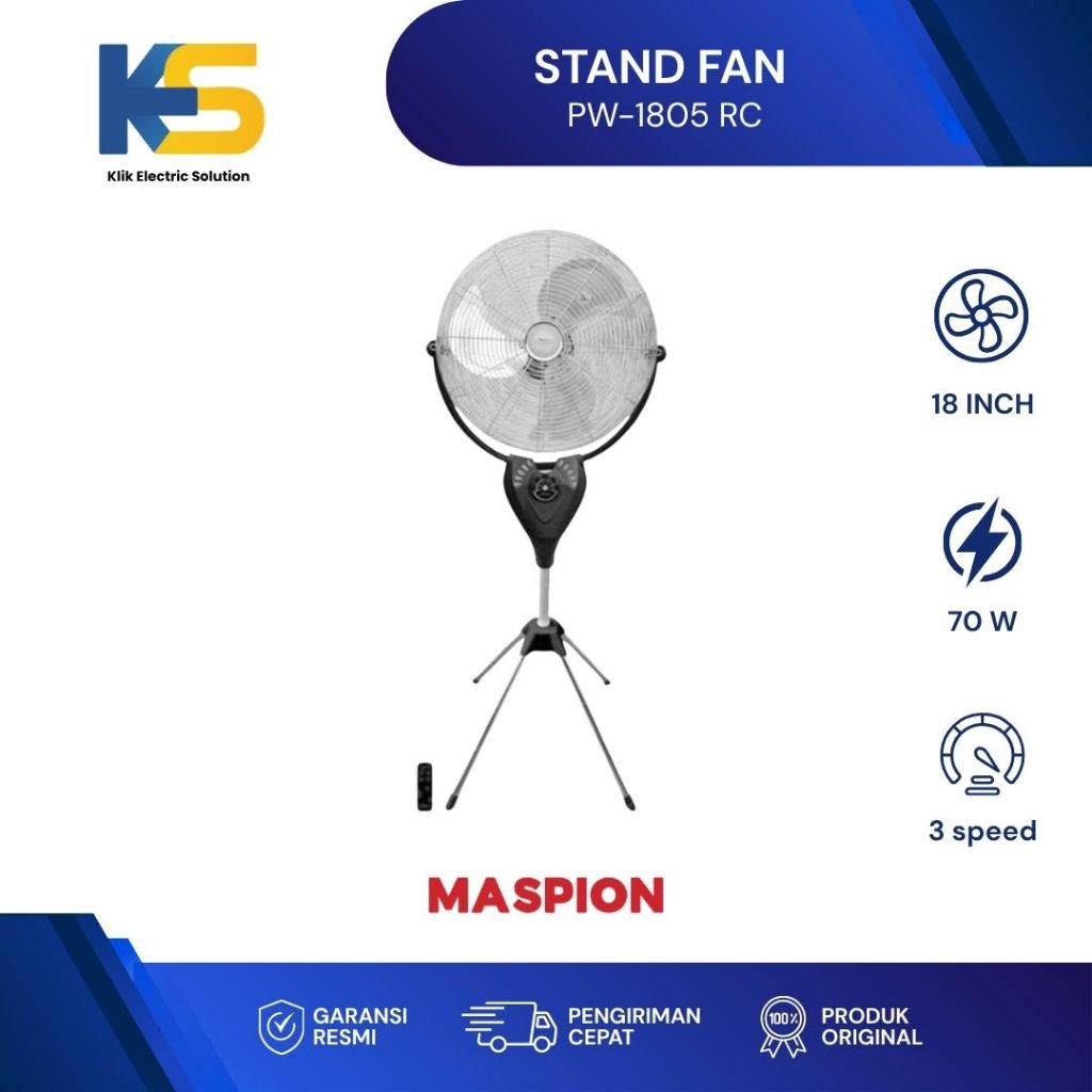 K.E.S - KIPAS ANGIN MASPION PW 1805 RC / STAND FAN MASPION 18" + REMOTE