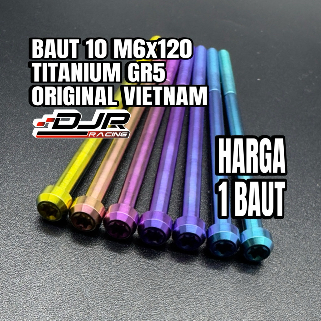 Baut 10 Titanium 6x120 Small Head drat 10 panjang 12cm Original Vietnam