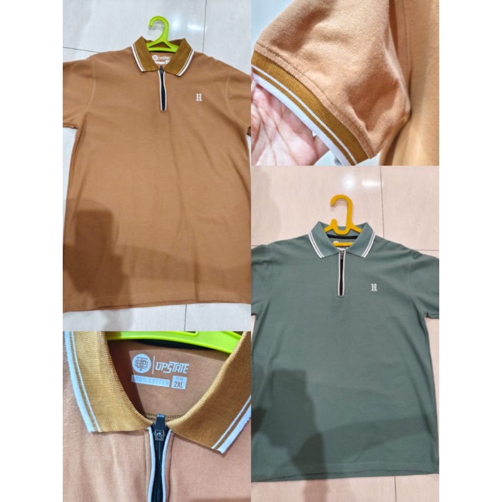 KAOS POLO UPSTATE Baju pria kaos kerah sz XXL 100% cotton premium - kemeja salt n pepper - Giordano 