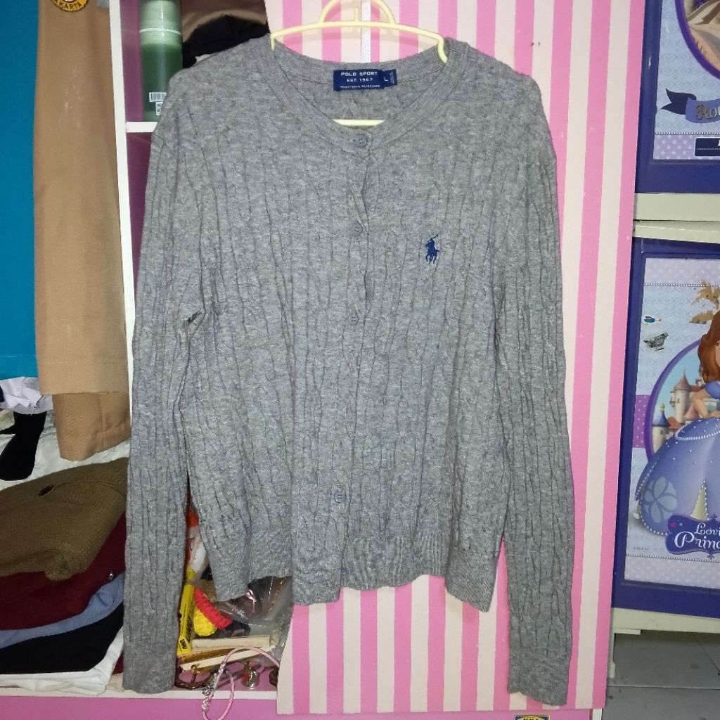 preloved polo cardigan cable knit original like a new