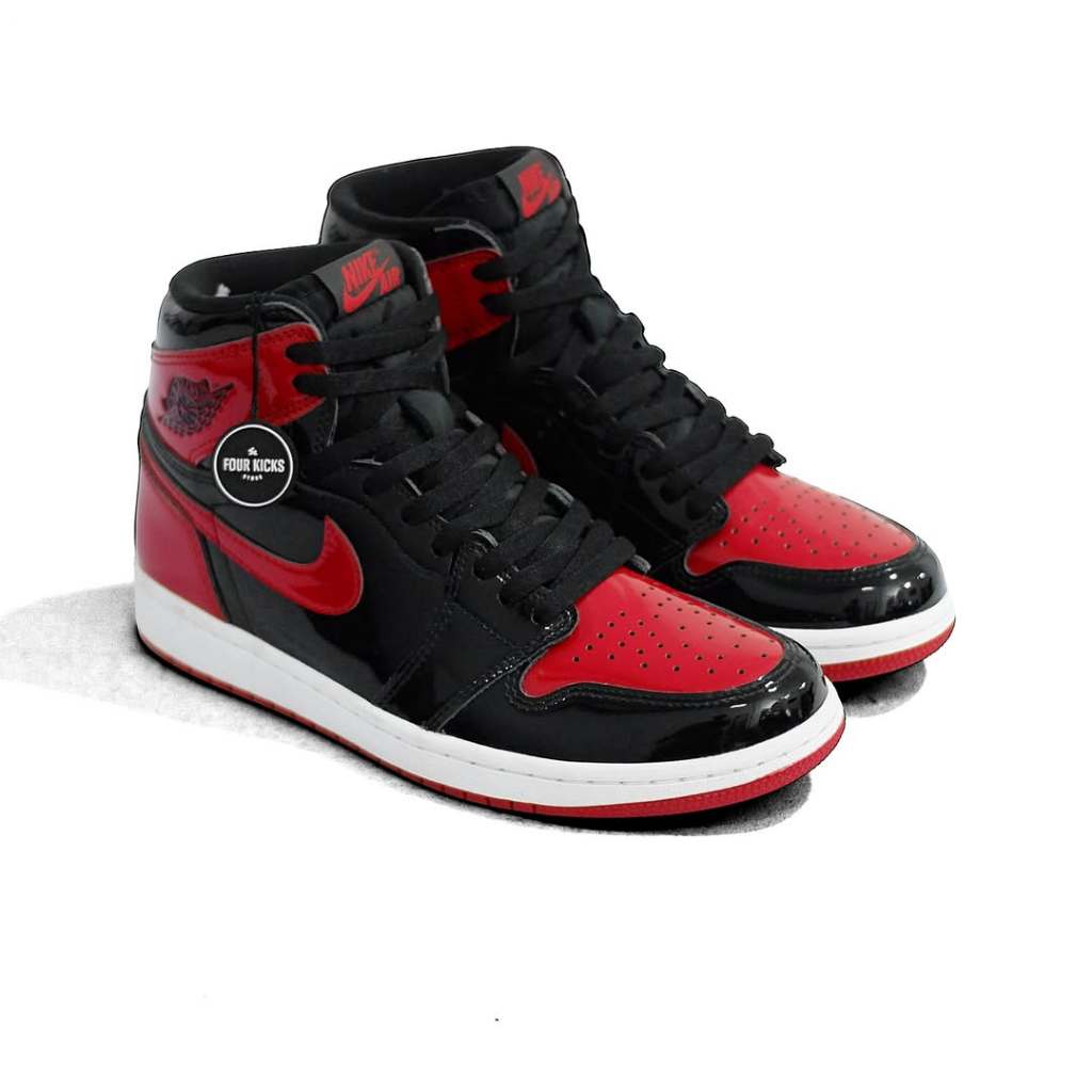 Nike Basketball Lifestyle Shoes Air Jordan 1 Retro High OG Patent Bred Unisex 555088-063 - 100% ORIG