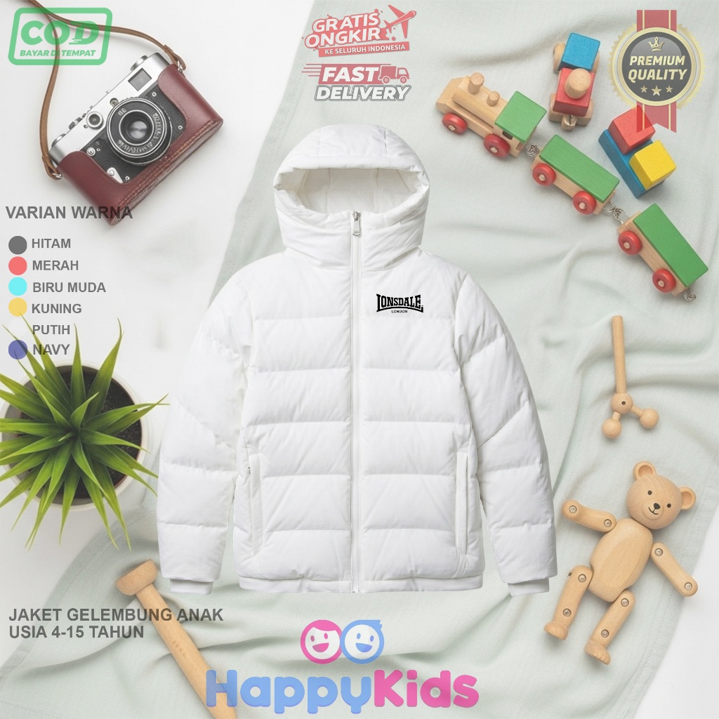jaket puffer/gelembung Lonsdale anak laki laki perempuan/jaket musim dingin Lonsdale