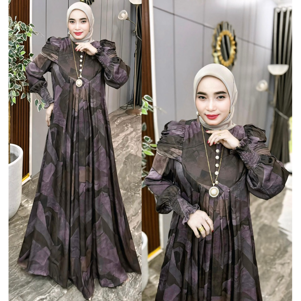 gamis aqila arabel sutra dress Maroko original Aqila fashion