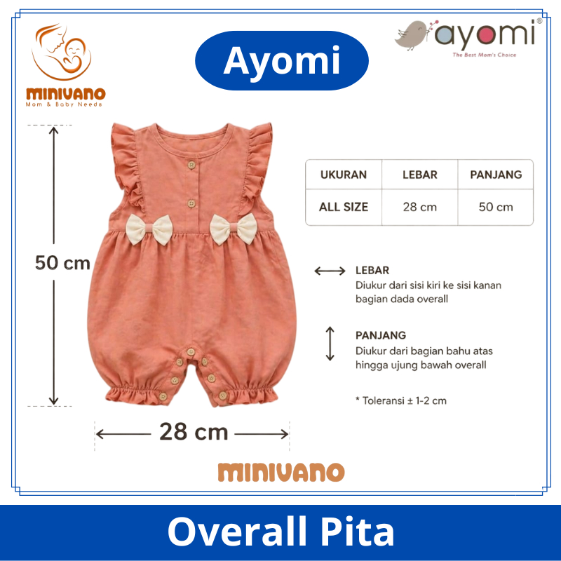 Ayomi Baju Anak Overall Pita - Baju Jumper Bayi Lucu Motif Pita