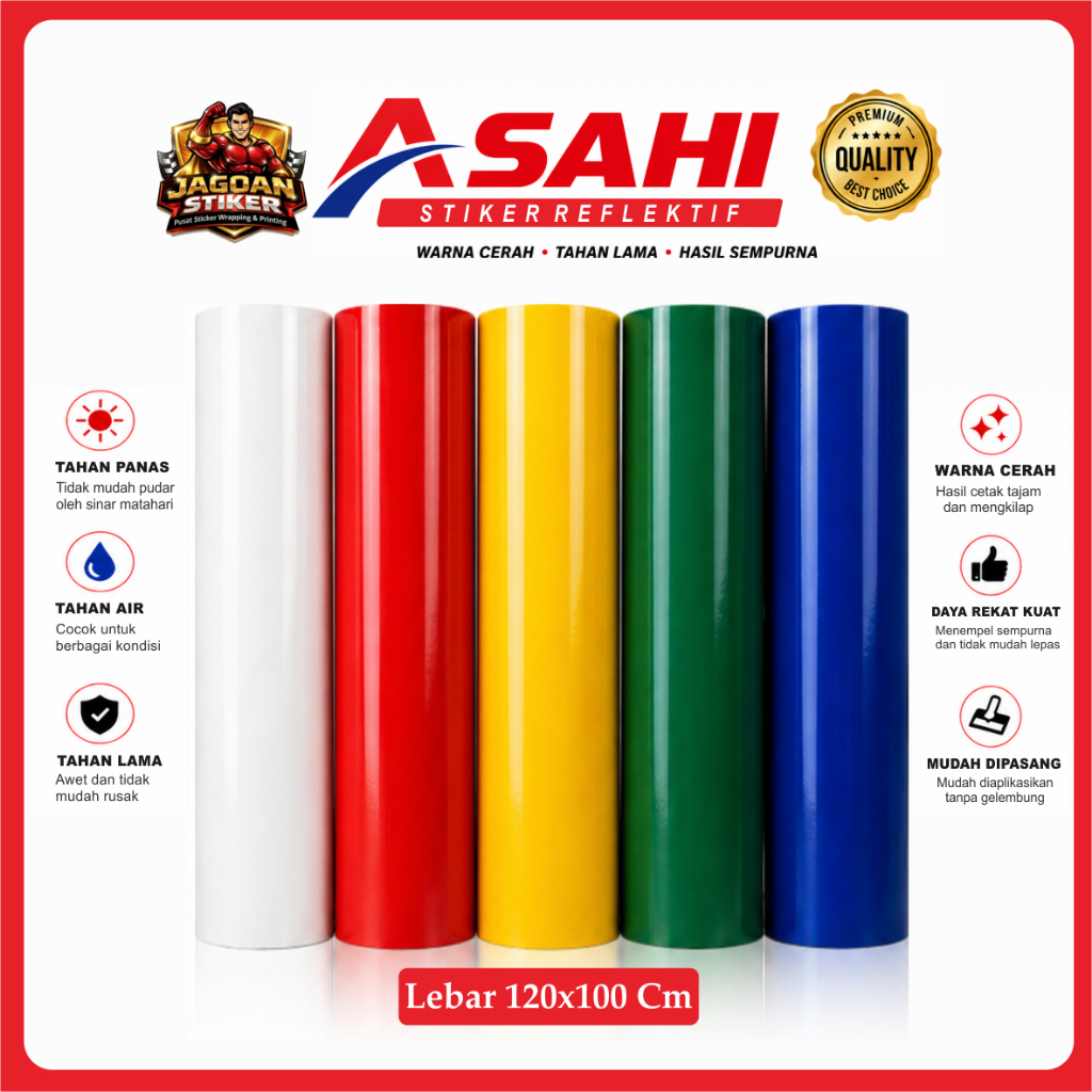 Stiker Reflective ASAHI Lebar 120cm  - Sticker Reflektif Pantul Cahaya Skotlet Per ROLL