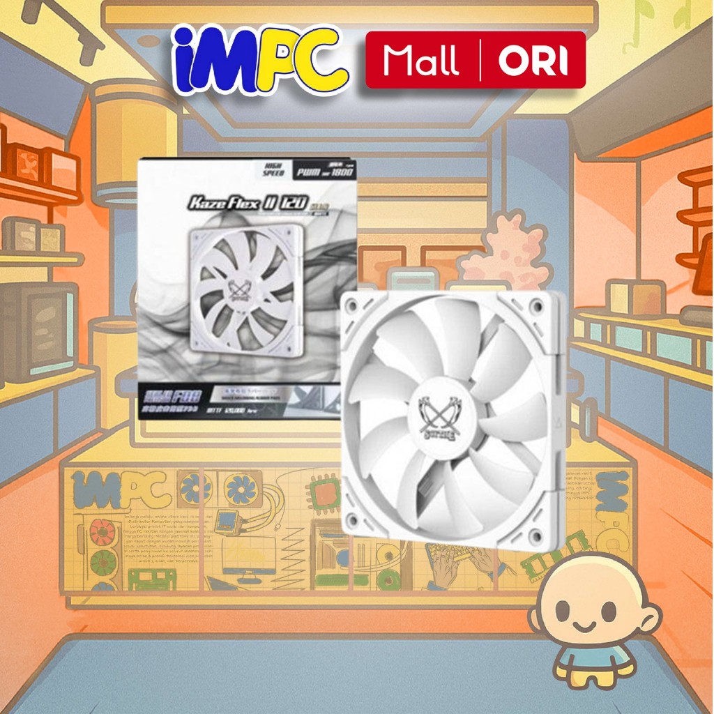 SCYTHE FAN CASING KAZE FLEX II 120 SLIM WHITE PWM 1800 RPM AIR FLOW