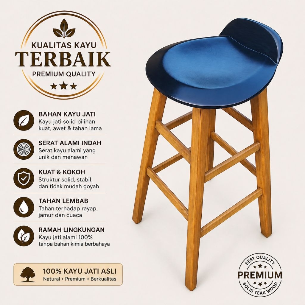 Kursi bar / Kursi bar minimalis / Kursi bar cafe / kursi bar kayu jati / kursi bar cafe kayu jati