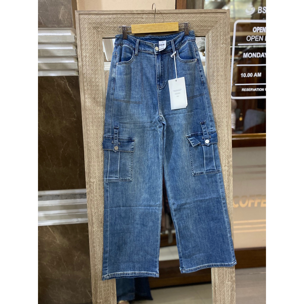 celana jeans wanita cargo premium korea style