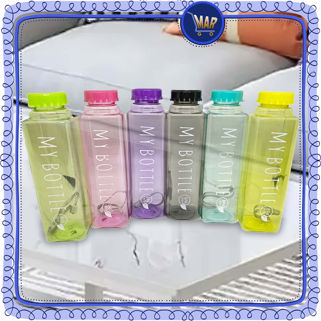 Botol Minum My Bottle TUTUP SODA bulat Kotak BPA Free Bening 500ml Transparan Margo store makassar