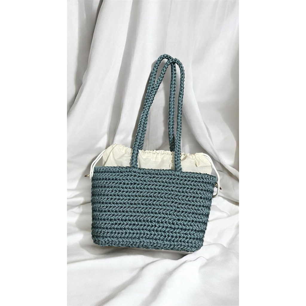 Crochet Bag Herringbone – Tas Rajut Estetik + Inner Serut | Bisa Custom Warna