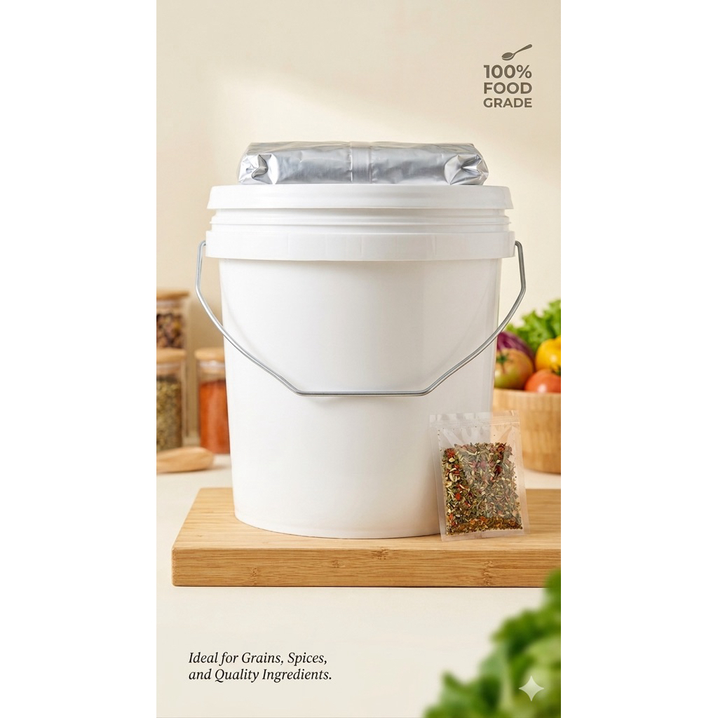 Ember Pail Putih Food Grade 10-15kg Bekas Flavour - Bersih, Tebal & Serbaguna