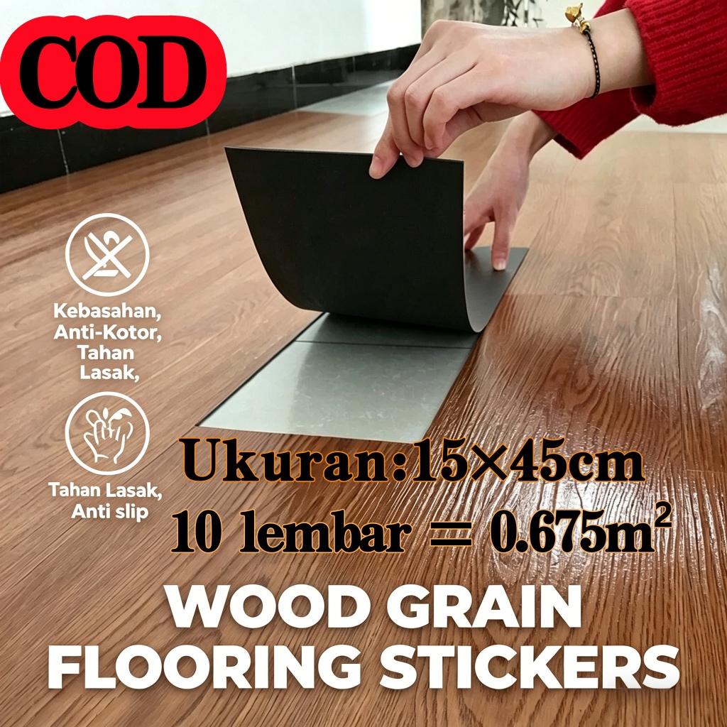 COD 45*15CM Vinyl Sticker/Plafon PVC/ Vinyl Floor/ Wallpaper stiker lantai kayu/Stiker Lantai Vinyl 