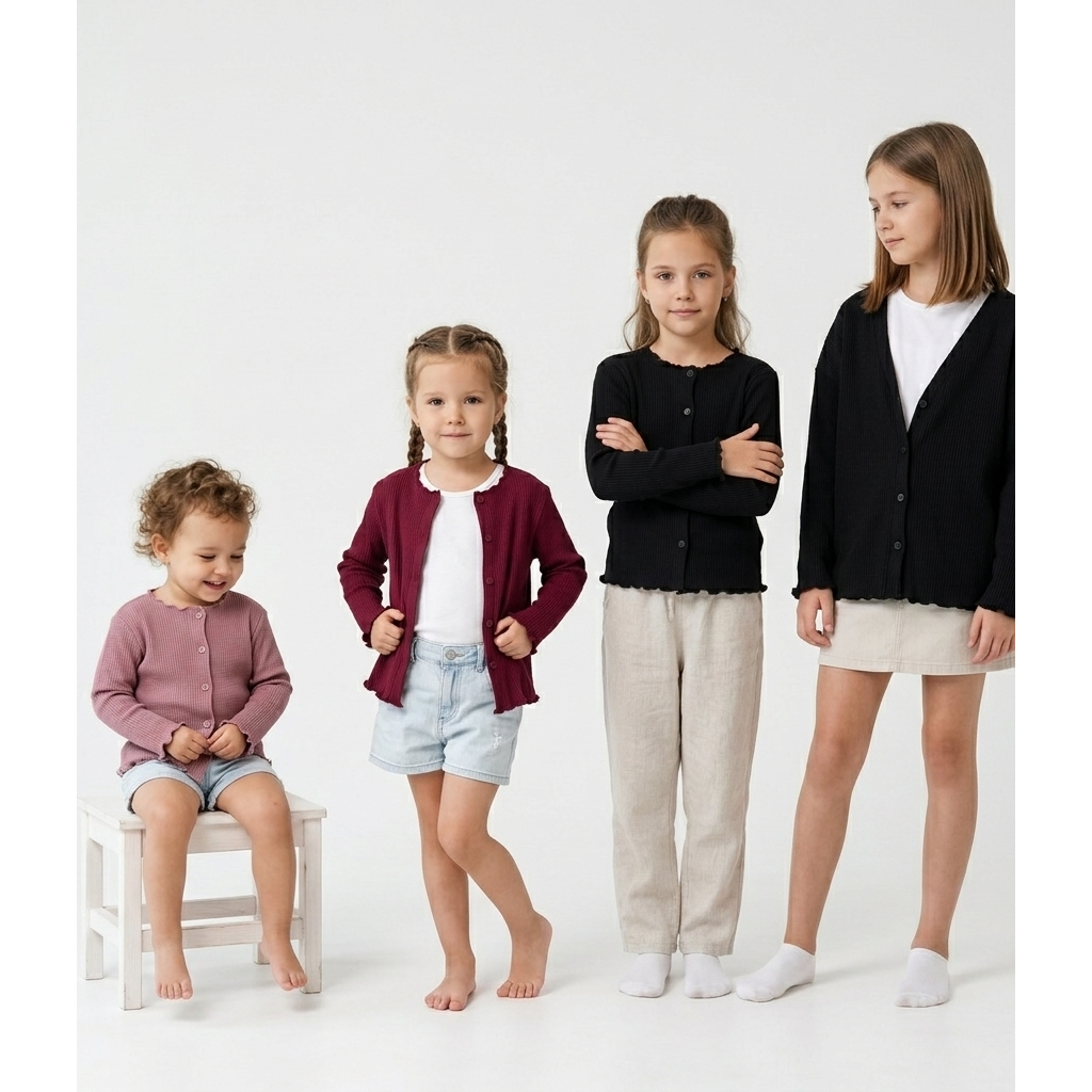 LunaraKids | Cardigan Waffle Rajut Necy Anak perempuan Umur 1-12 Tahun