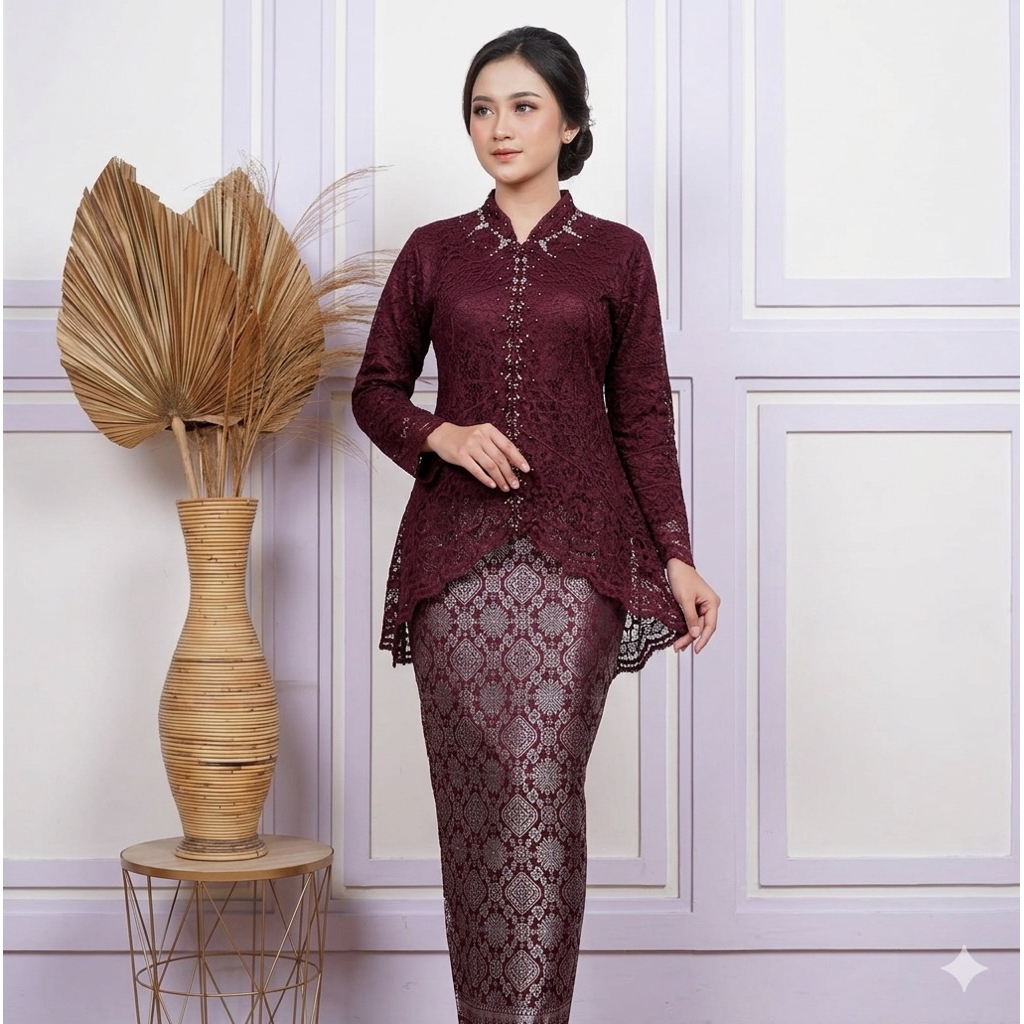 set kebaya Aurora brukat payet//kebaya remaja/kebaya wisuda//setelan kebaya songket