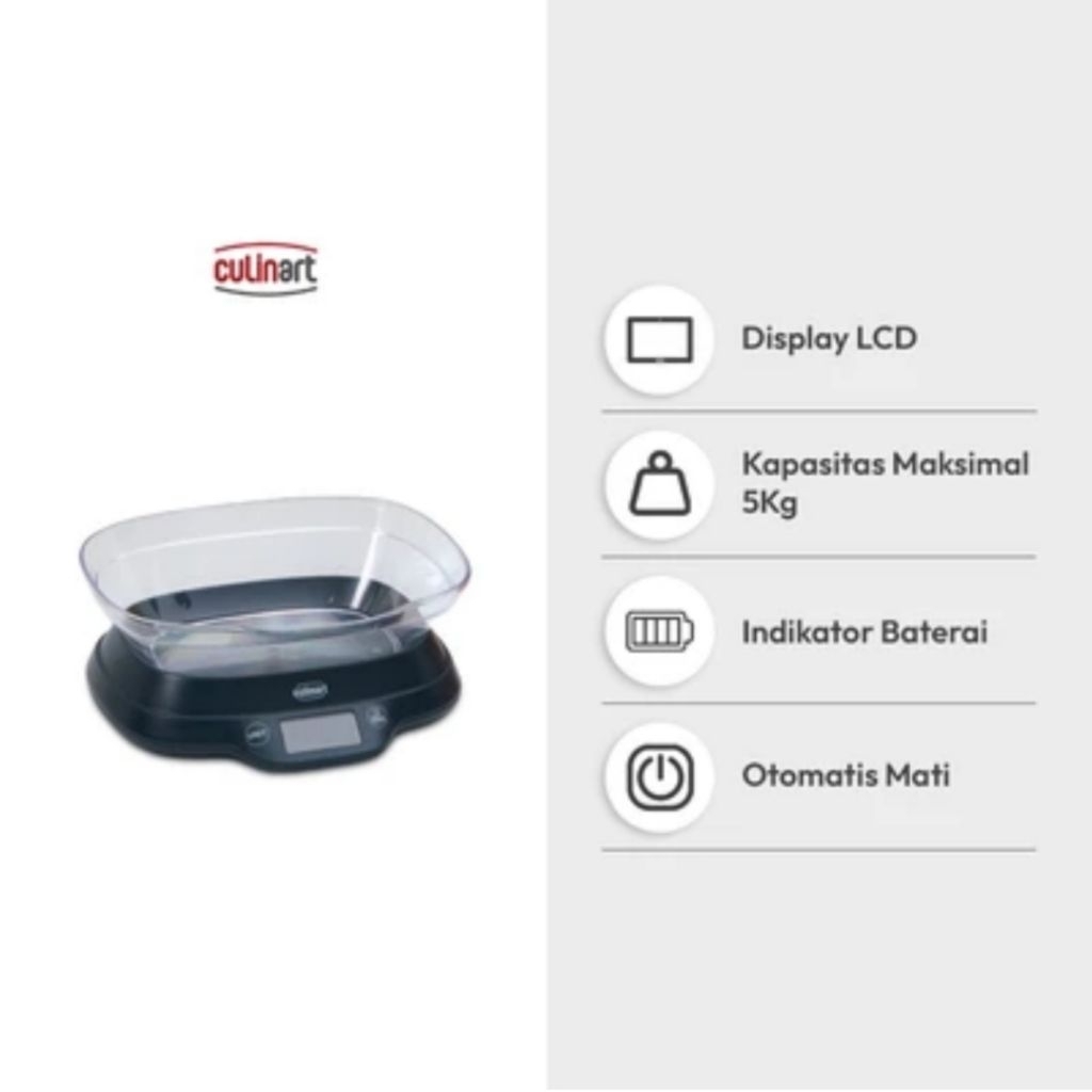 culinart Culinart 5 Kg Timbangan Dapur Digital - Hitam Timbangan Dapur Digital