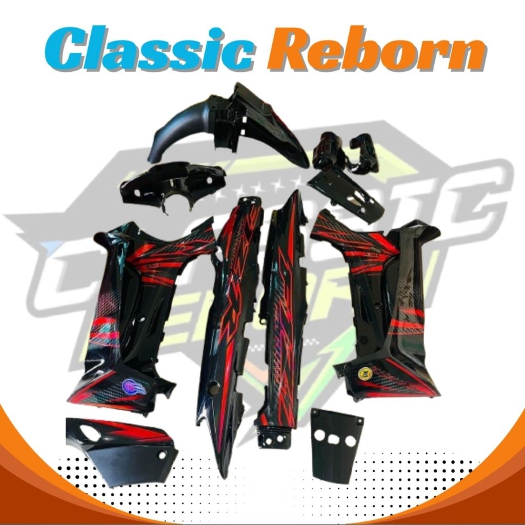 Cover Body Fullset Halus Yamaha FizR FisR Castom Full Warna Hitam Plus Set Stripping Model Castom Te