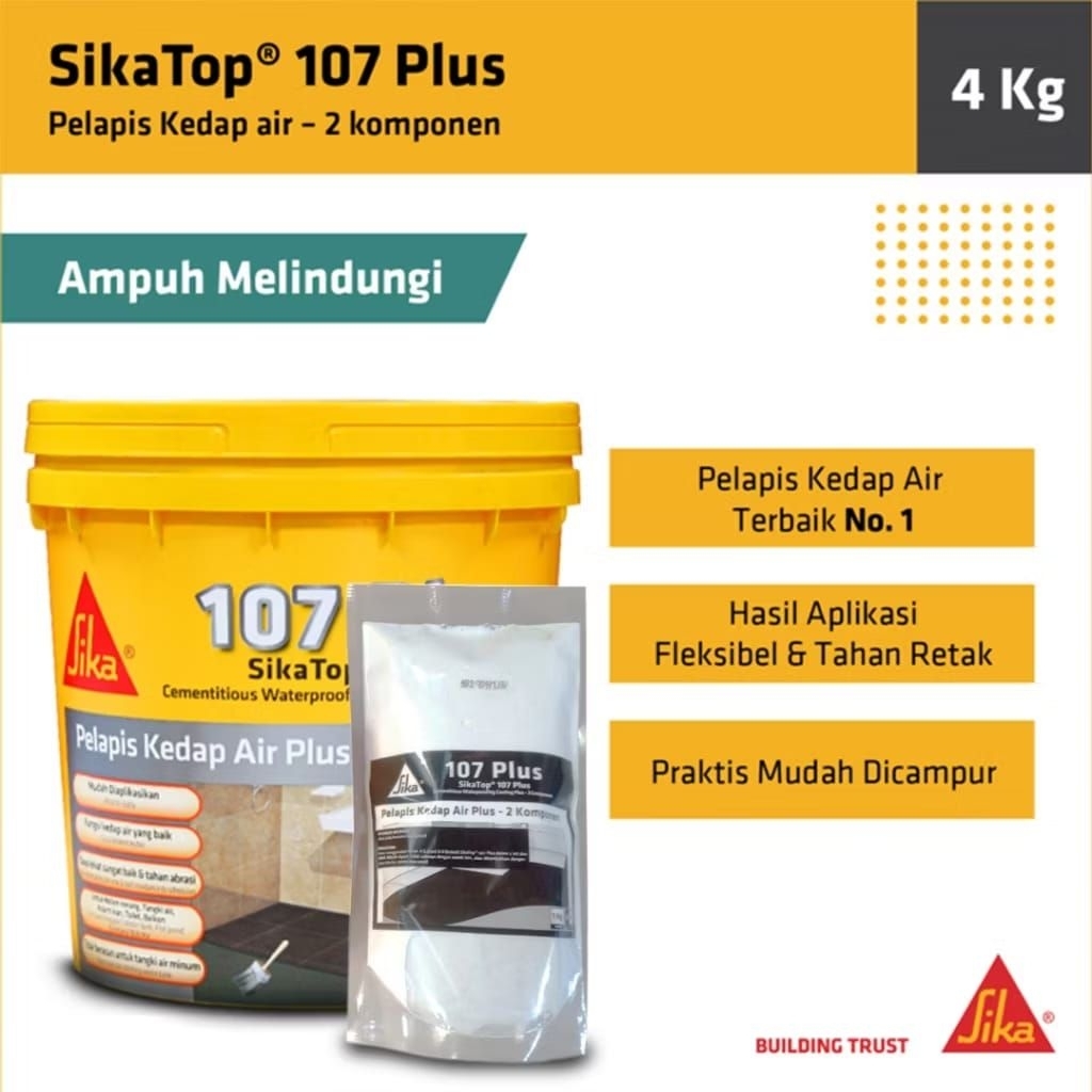 SIKA TOP 107 PLUS - WATERPROOFING - ANTI BOCOR 4KG - SEMEN PELAPIS SIKA