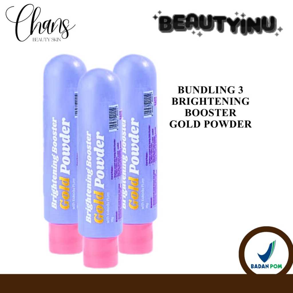 [BUNDLING 3 PCS] Beautyinu Brightening Gold Powder isi 25gr BPOM | Serbuk Pemutih Badan & Wajah 25 G