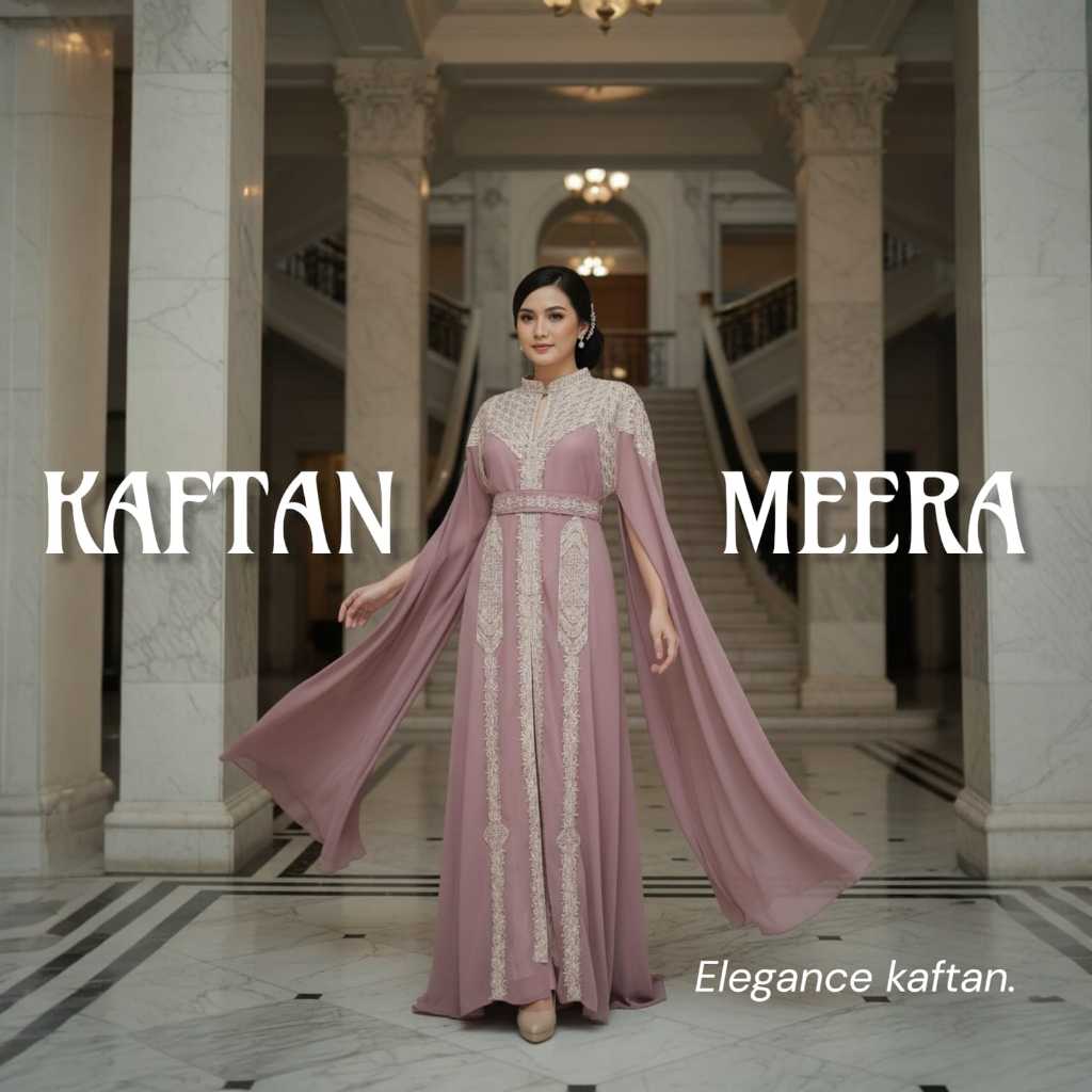 Kaftan Meera elegan dress pesta mewah free turban