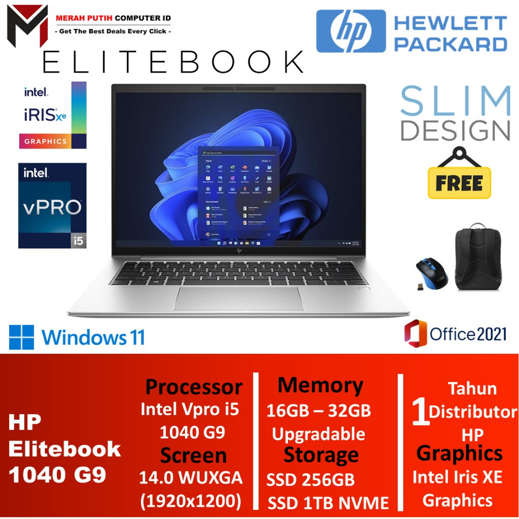 Laptop HP Elitebook 1040 G9 Intel Vpro I5 1245U Ram 32GB 1TB SSD 14.0 WUXGA IPS Windows11 Ori