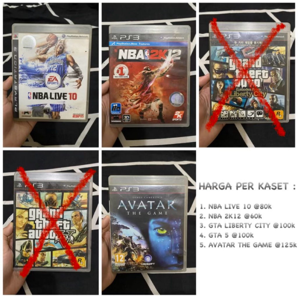 [Dapat 3 Kaset] Borongan Kaset BD PS3 NBA, AVATAR, GTA San Andreas | BD Kaset PS3 (GTA V Sold)