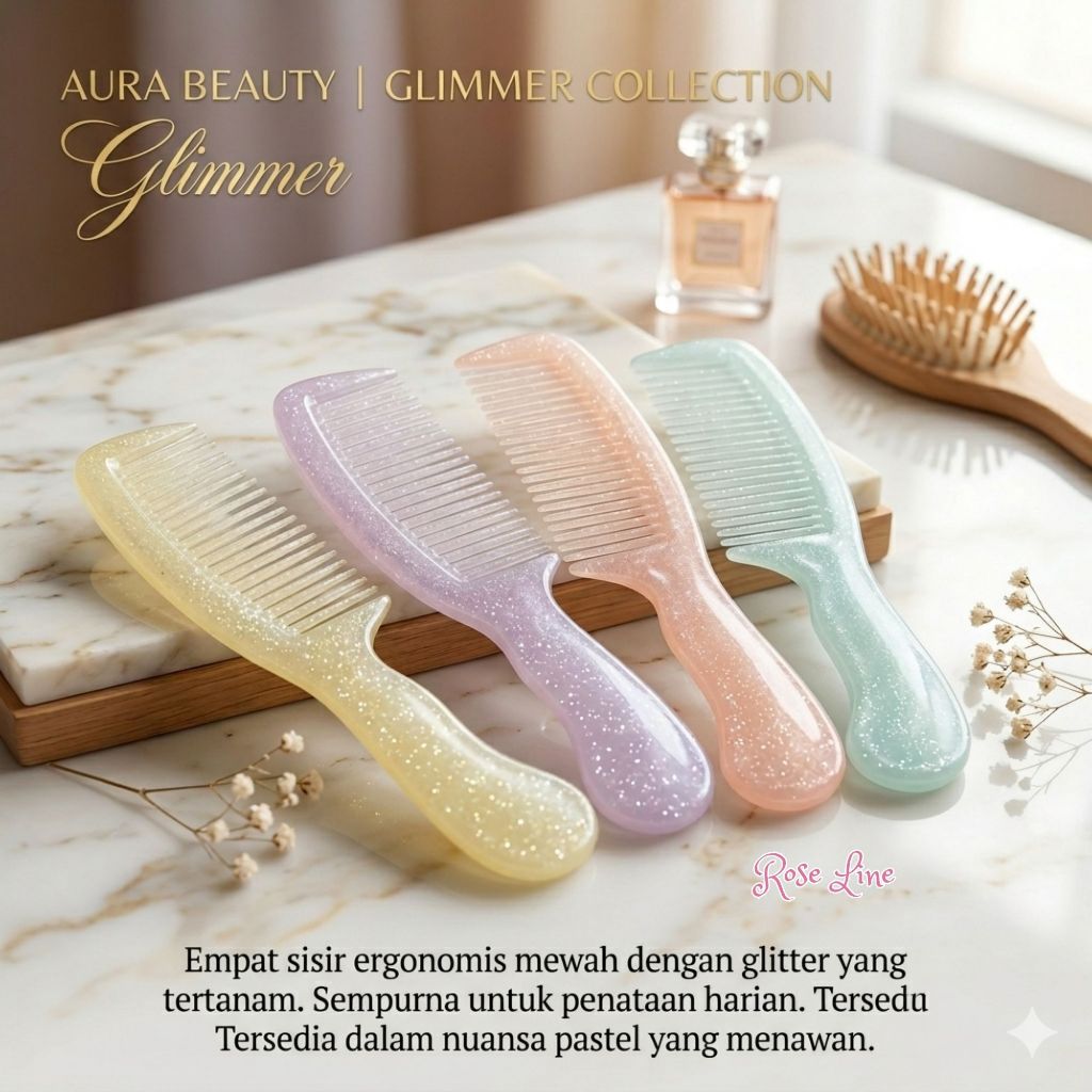 Sisir Rambut Glitter Beauty Hair Brush SoftGlow Glitter