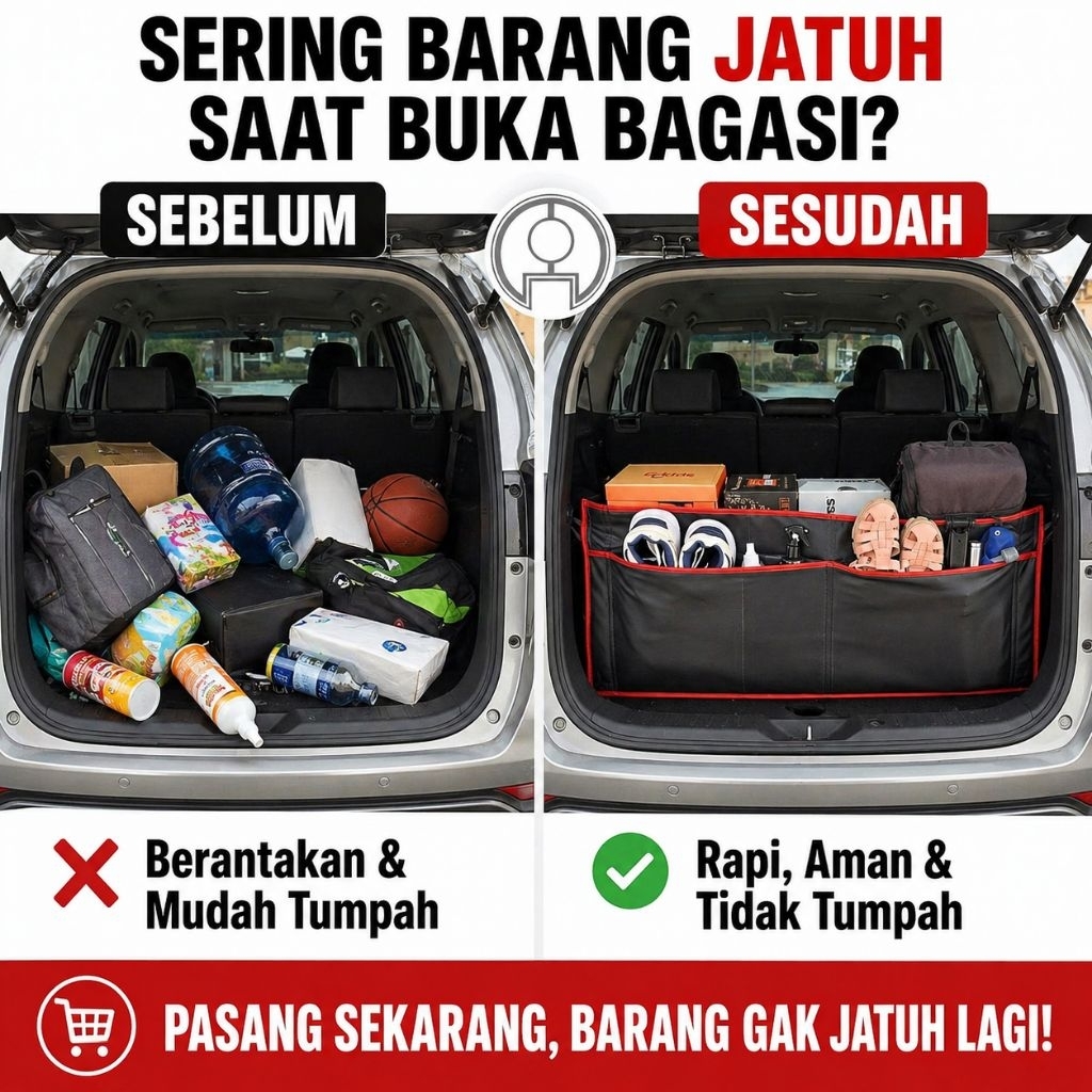 Penahan Barang Bagasi Mobil Anti Jatuh Calya Sigra – Organizer Pintu Bagasi Multifungsi