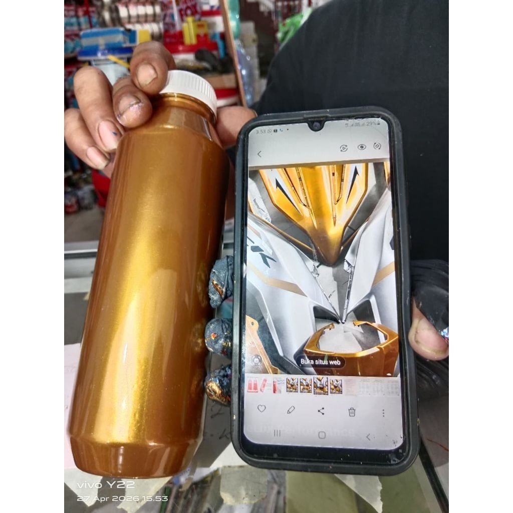 cat pu brown gold metalic cat perawatan kendaraan cat custom automotif