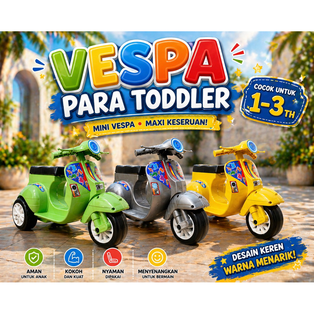 Mainan Motor Vespa Mini Musik & Lampu / Mainan Motor Vespa Anak VB65 Lucu / Mainan Motor Vespa