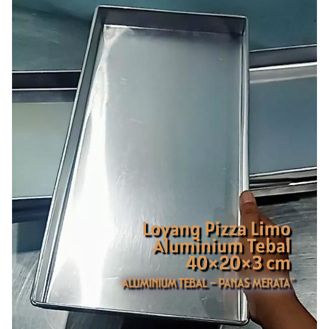 Loyang Pizza Limo Aluminium Tebal 40x20x3cm – Cetakan Pizza Persegi Panjang