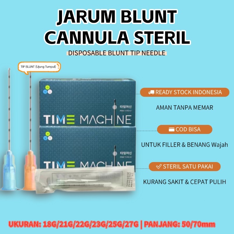 Jarum Blunt Cannula Steril Disposable 18G 21G 22G 23G 25G 27G 50mm Untuk Filler & Benang Wajah Aman 