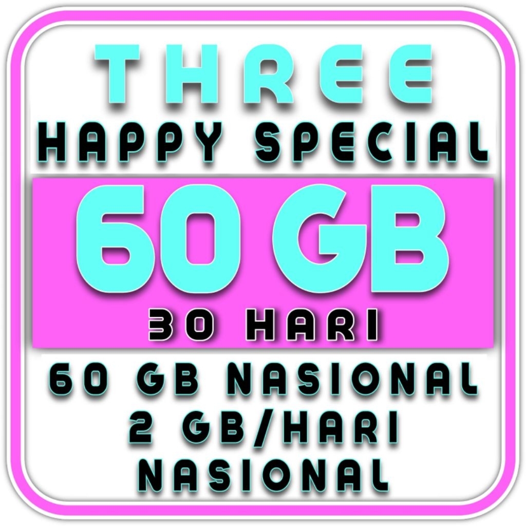 HOT PROMO ISI ULANG KUOTA THREE TRI HAPPY SPECIAL 60 GB 30 (2GB/HARI) HARI TERMURAH